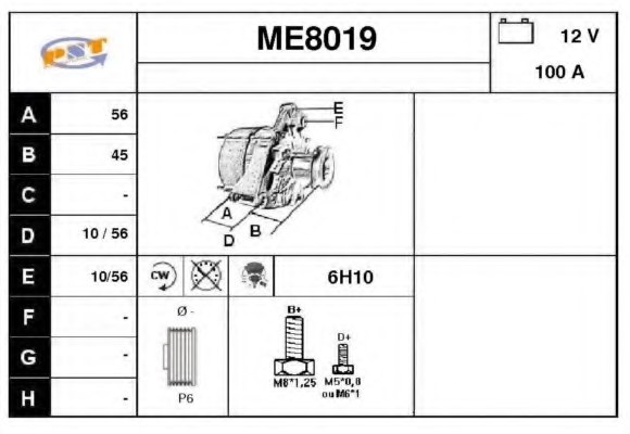 SNRA ME8019 Alternator
